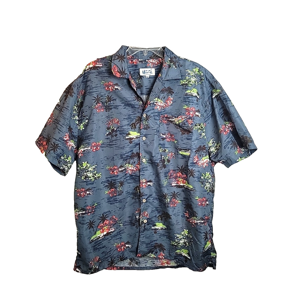 Uzzi Amphibious Gear Blue Hawaiian Short Sleeve Button Down Shirt Men's Size 2XL